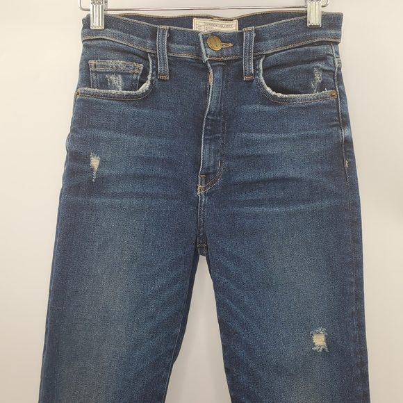 Current/Elliott The High Waist Kick Jean Distressed Cropped Flares - Picture 2 of 6
